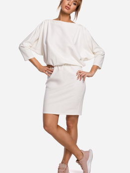 Sukienka krótka jesienna damska Made Of Emotion M495 2XL-3XL Ecru (5903068475856)