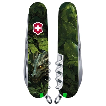 Складаний швейцарський ніж Victorinox Huntsman Green Dragon 15 in 1 Vx13713.3_Z3240p