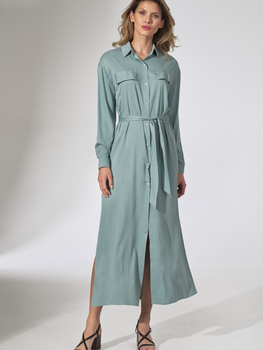 Плаття-сорочка міді літнє жіноче Figl M740 S М'ятне (5902194386036)