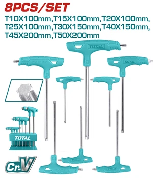 Набор шестигранных ключей THHW80836 Torx, Т-образная рукоятка, 8шт. TOTAL (2000003425822)