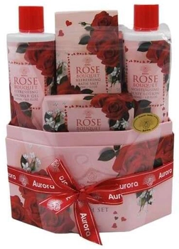 Zestaw Aurora Rose Bouquet Żel pod prysznic 200 ml + Szampon do włosów 200 ml + Stałe mydło 100 g + Sól do kąpieli 100 g (5060411612884)