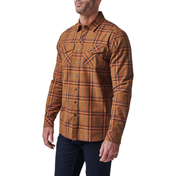 Рубашка тактическая 5.11 Tactical Gunner Plaid Long Sleeve Shirt S Roasted Barley Plaid