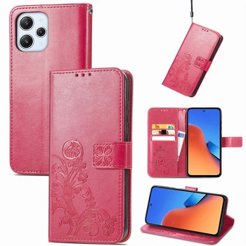 Чехол Clover для Xiaomi Redmi 12 книжка кожа PU с визитницей малиновый