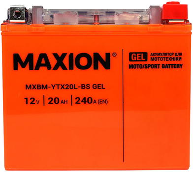 Мото аккумулятор Maxion YTX20L-BS GEL 12 В 20 А/час 240 A (4820219073369)