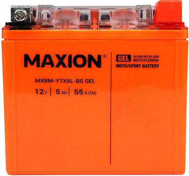 Мото аккумулятор Maxion YTX5L-BS GEL 12 В 5 А/час 55 A (4820219072225)