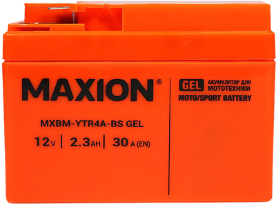 Мото аккумулятор Maxion YTR4A-BS GEL 12 В 2.3 А/час 30 A (4820219074182)