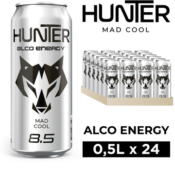 Упаковка слабоалкогольного напою Hunter Alco energy 8.5% 0.5 л х 24 шт (4820229039393)