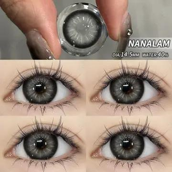 Цветные линзы для глаз серые с черным ободком Nanalam Gray Eyeshare