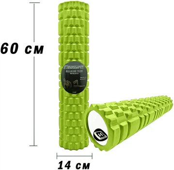 Массажный ролик-валик для МФР и йоги EasyFit Grid Roller v3.1 60 см роллер-массажер для спины, ног, рук и шеи EF-2037-GN Салатовый (56000976)