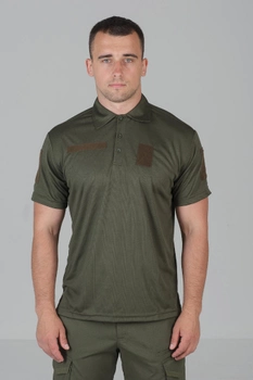 Чоловіча потовідвідна футболка Поло Coolmax у кольорі олива 56