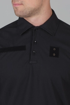 Футболка Поло Мужская с липучками под шевроны для Полиции / Ткань Cool-pass цвет черный 52