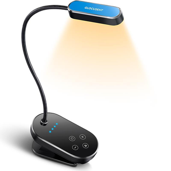 Настільна портативна лампа на прищіпці з акумулятором Glocusent Mini clip-on Book Light переносна лампа 1000 mAh (X001B7N9ZR) Чорний