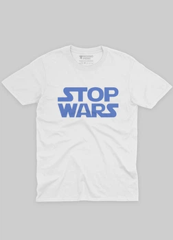 Футболка для хлопчика MODNO з патріотичним принтом Stop War 134-140 см Білий (TS001-3-WHI-005-1-077-B)