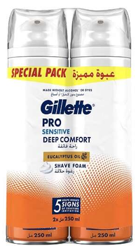 Zestaw Pianka do golenia Gillette Pro Sensitive Deep Comfort 2 x 250 ml (7702018607815)