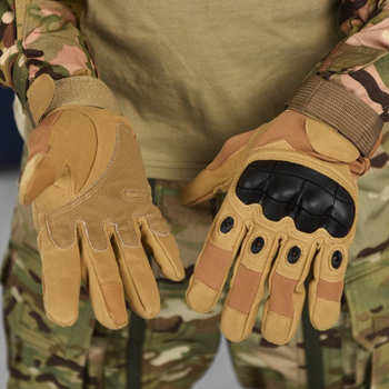 Сенсорные перчатки Stendboy с защитными накладками койот размер XL