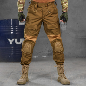 Мужские штаны с наколенниками 7.62 рип-стоп / Брюки с эластичными вставками койот размер 3XL