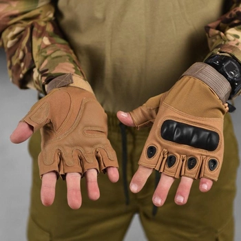 Безпалі рукавиці TACT із захисними накладками койот розмір L
