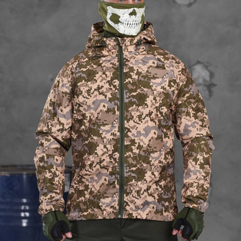 Чоловіча ультралегка Вітровка із мембранної плащівки / Водонепроникна Куртка з капюшоном піксель розмір 4XL