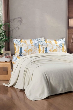 Комплект постельного белья с пледом Kristal Ranforse 200×230 см Breeze Bej