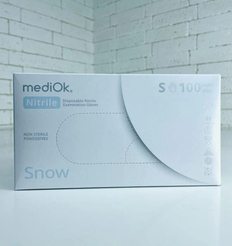 Рукавички нітрилові Mediok Snow розмір S білі 100 шт