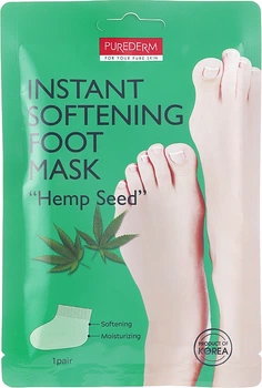 Пом'якшувальна маска для ніг з олією насіння конопель - Purderm Instant Softening Foot Mask "Hemp Seed" 34g (977009-56524)