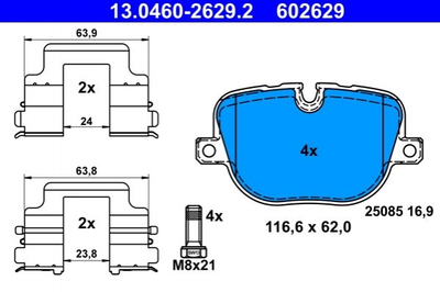 Колодки гальмові ATE 13046026292 Land Rover Range Rover LR015577, LR025739