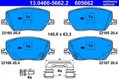 Колодки гальмові ATE 13046056622 Jeep Compass (MP), RENEGADE (BU) 77367214, 52094174, 77368577