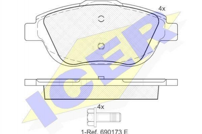 Тормозные колодки ICER 181925 Citroen DS3, C4, C3; Peugeot 2008 425431, 1613192580, 1617275680