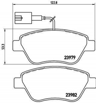 Колодки гальмівні BREMBO P23108 Fiat 500, Punto, Grande Punto, Doblo 77365651, 77364874, 77364832