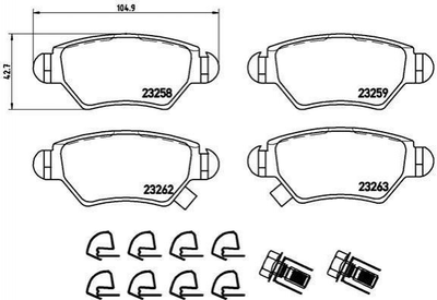 Гальмівні колодки BREMBO P59031 Opel Astra, Zafira 9195642, 9195641, 9195147