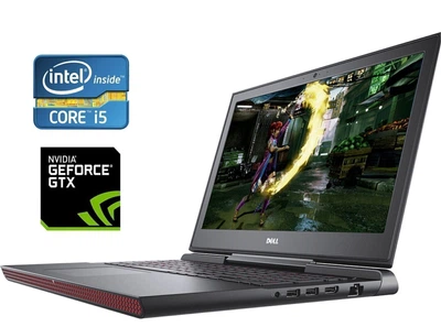 Игровой ноутбук Dell Inspiron 15 Gaming 7567 / 15.6" (1920x1080) IPS / Intel Core i5-7300HQ (4 ядра по 2.5 - 3.5 GHz) / 8 GB DDR4 / 128 GB SSD M.2 + 1000 GB HDD / nVidia GeForce GTX 1050, 4 GB GDDR5, 128-bit / WebCam б/у