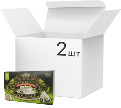 Упаковка чая зеленого Sun Gardens SourSop 20 пирамидок по 2.5 г х 2 шт (4820082707439_1)