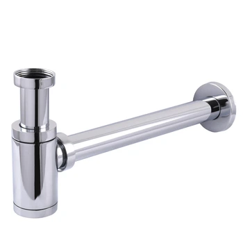 Сифон для умывальника GLOBUS LUX GS-32-105-00 колбовый латунь впуск 1 1/4" выпуск горизонтальный хром 000027620
