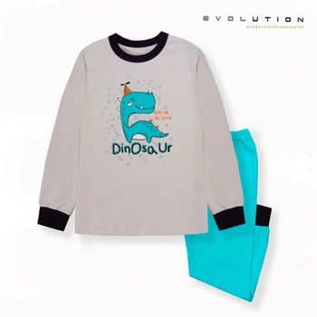 Піжама для хлопчика EVOLUTION ПЖ-33 92 см сірий/бірюзовий