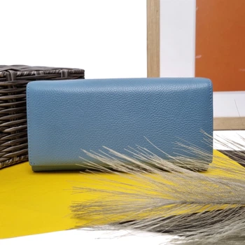 Большой женский кошелек натуральная кожа Helen Verde голубой 16600-1 l.blue