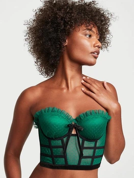 Корсет Victoria's Secret Strapless Dotted Mesh Corset Top 34С зелений