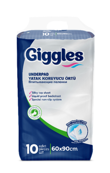 Пелюшки поглинаючі Giggles 60х90 см 10 шт