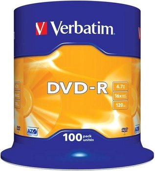 Verbatim DVD-R 4.7 GB 16x Cake Box 100 шт (43549)