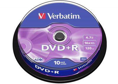 Verbatim DVD+R 4,7 GB 16x Cake Silver 10 шт (43498)