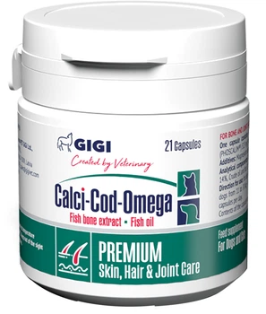 Витамины для собак и котов GIGI Calci-Cod-Omega для регенерации суставов, хрящей и костей, улучшение состояния шерсти и кожиг 21 таблетка (GIG43035)