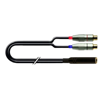 Переходной аудиокабель Jack 6.3 stereo гнездо на 2× RCA гнездо 0.5 м.п. ∅ 4.8×9.0 мм черный 1T-AIC30-00.5