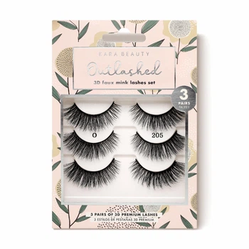 Набор многоразовых накладных ресниц KL3205 3D Faux Mink Lashes, 3 пары от Kara Beauty