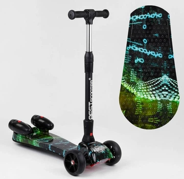 Детский самокат Best Scooter MAXI 65628. С парогенератором, музыка, дым, свет, складной руль. Черный