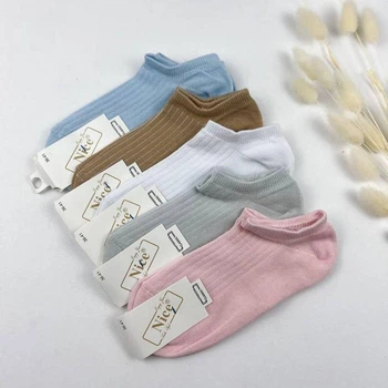 Жіночі літні бавовняні шкарпетки NiceSocks в рубчик, 5 пар/36-41р