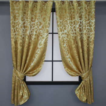 Комплект коротких штор VR-Textil жакард Вензель № 091ш 130х170 см 2 шт Золотистий (35-0050)
