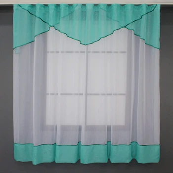 Кухонна фіранка VR-Textil № 00к білий з бірюзовим 280х170 см (59-890)