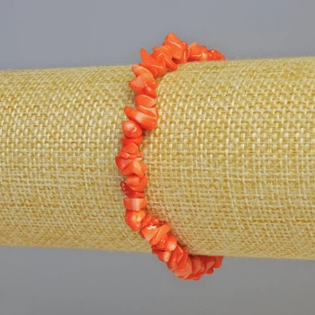Браслет из натурального оранжевого коралла, крошка, диаметр 6×3 мм ± (на эластичной основе), длина 18 см, ida90146