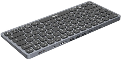 Klawiatura przewodowa Unitek 9-in-1 USB-C Keyboard Hub Szary (4894160049636)