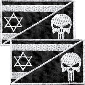 Набор шевронов 2 шт на липучке IDEIA Израиль и Череп Карателя, вышитый патч нашивка 5х8 см (4820182652820)