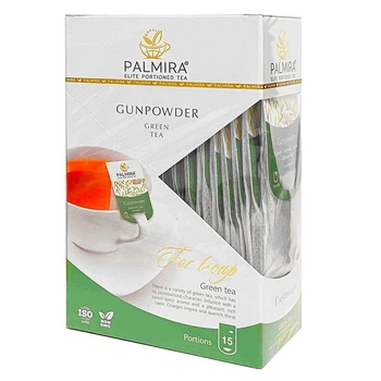 Чай зелений пакетований Palmira "Ганпаудер" T-cup BOX 15 сашетів по 2,4г